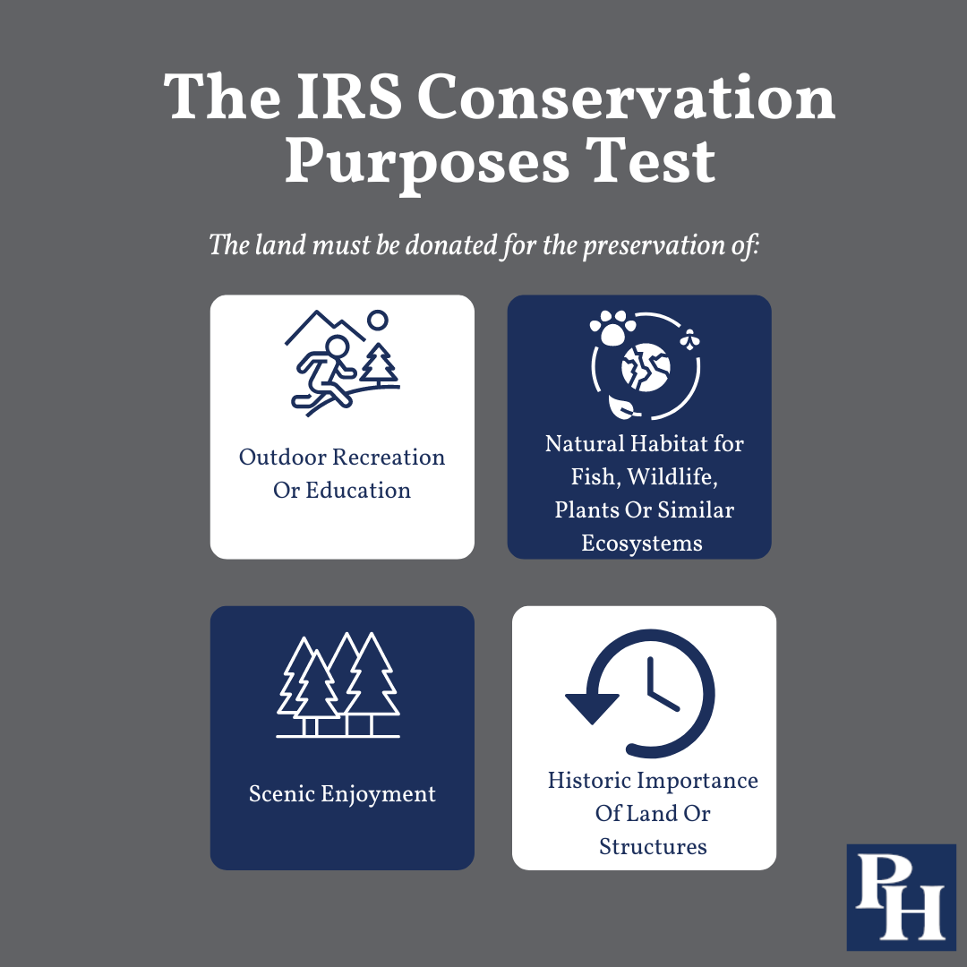 infographic reiterating the conservation purposes tests for conservation easements.