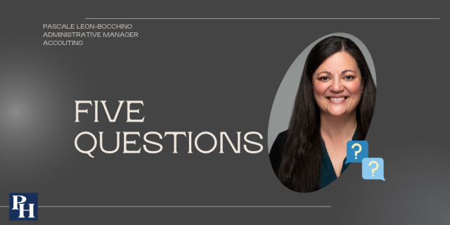 Five questions with Pascale Leon-Bocchino banner.