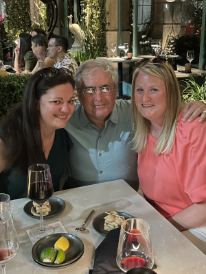 Pascale Leon-Bocchino, Larry Elkin and Rebecca Pavese at dinner.