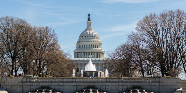 U.S. Capitol building from fountain side.